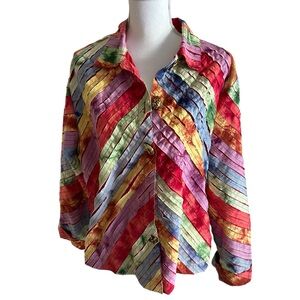 Vintage Keren Hart Rainbow Blouse Size Stripe Blouse XL